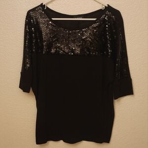 A. Byer Black and Sequin Women's Size Large Top